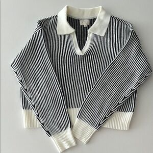Thread & Supply Black and White V-Neck Sweater